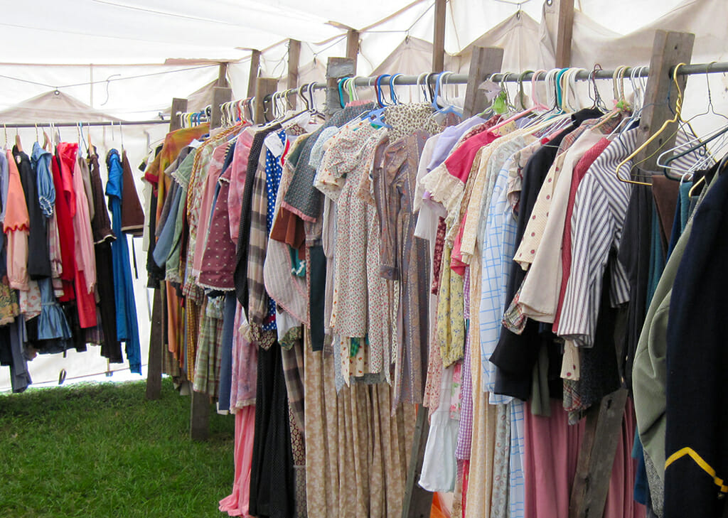 Vintage clothing at the sutler’s tent