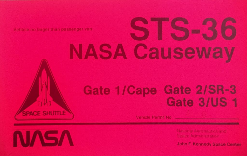 Bright pink space shuttle pass for STS-36 launch viewing