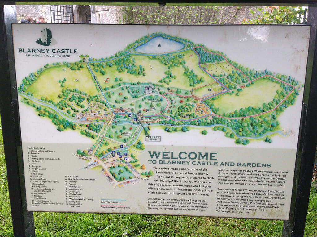 Map of Blarney Castle Gardens