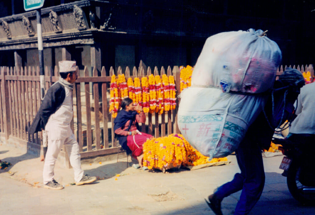 Bhaktapur garland vendor 