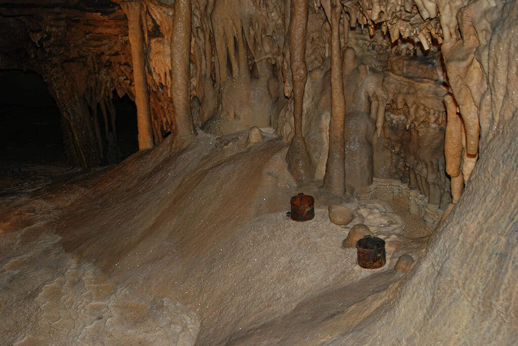 Water cups trapped in flowstone at Marengo Cave