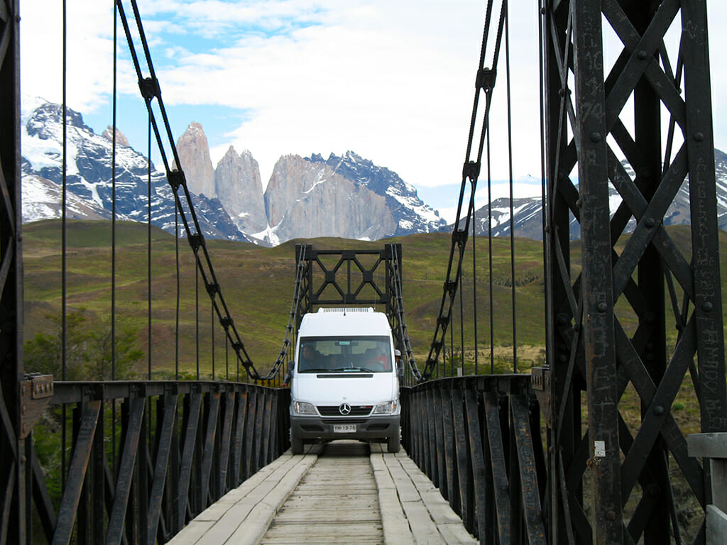 Single lane bridge to Ecocamp Chile
