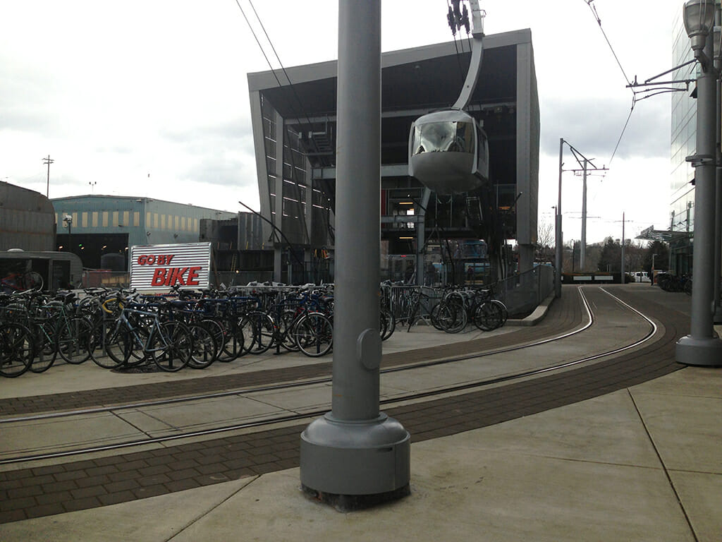 Trolley station and aerial tram